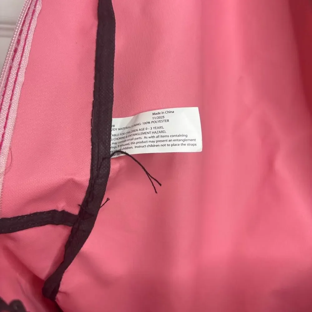 One Size Pink Strawberry Print Kids Backpack